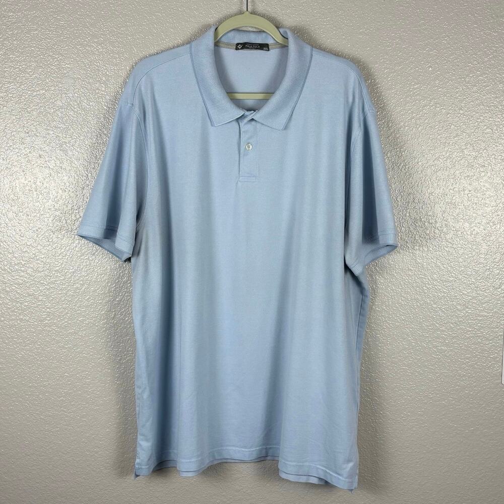 XXL Pique Polo Light Blue Men’s Short Sleeve Collared Shirt Stretch Cotton Top